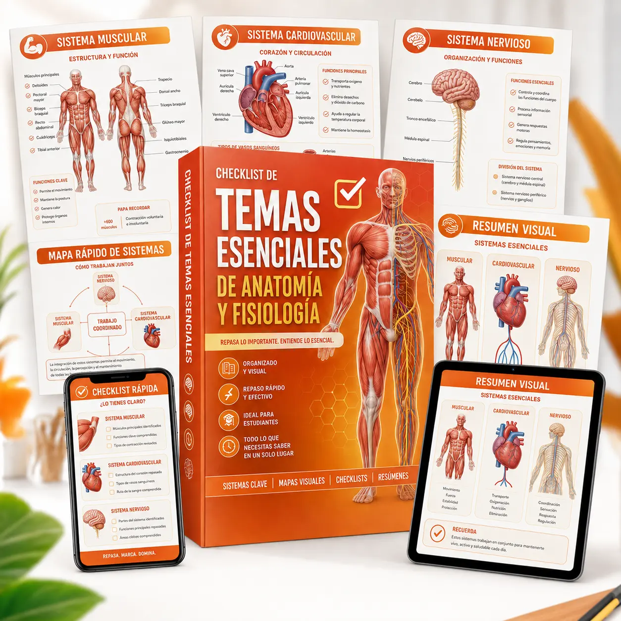 Mockup del bono Checklist de Temas Esenciales de Anatomía y Fisiología